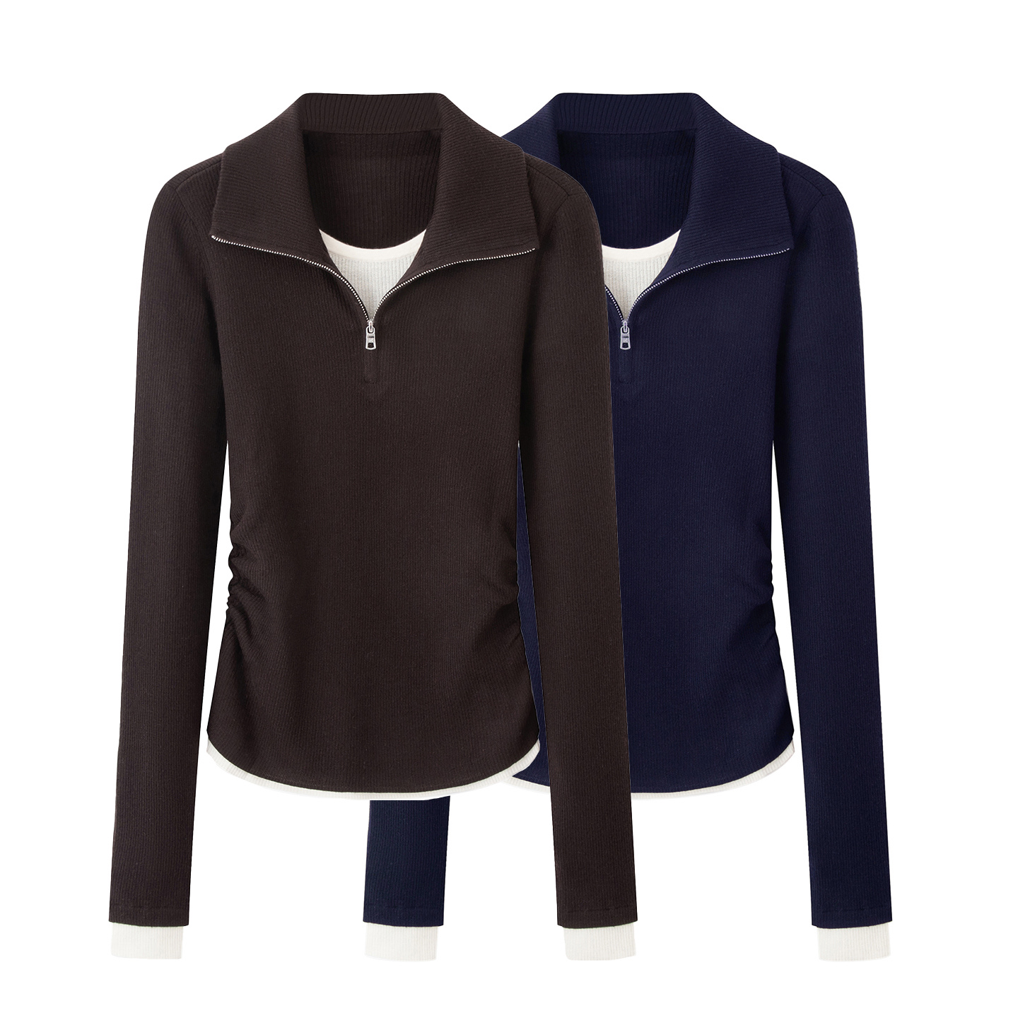 【艾家商场专享】女装20025冬季新款时尚翻领长袖毛针织衫4115