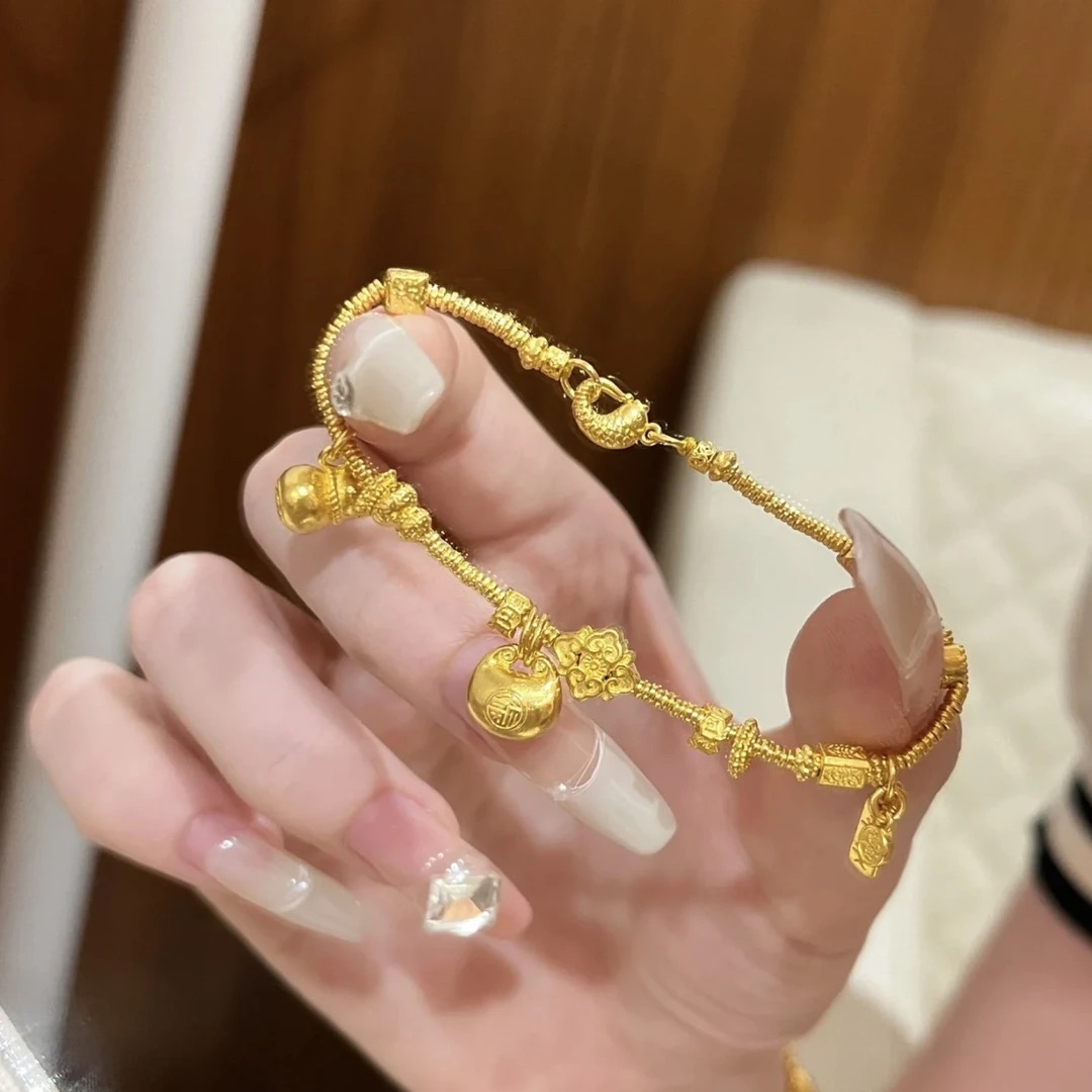 铜合金手链 小胖福盘缠手链精工品质金色坨坨葫芦平安喜乐