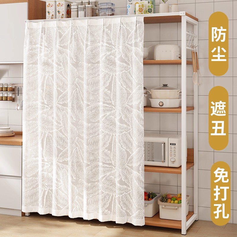柜子遮挡帘纱帘无门衣柜置物架书柜鞋柜免打孔杂物货架遮丑拉帘子