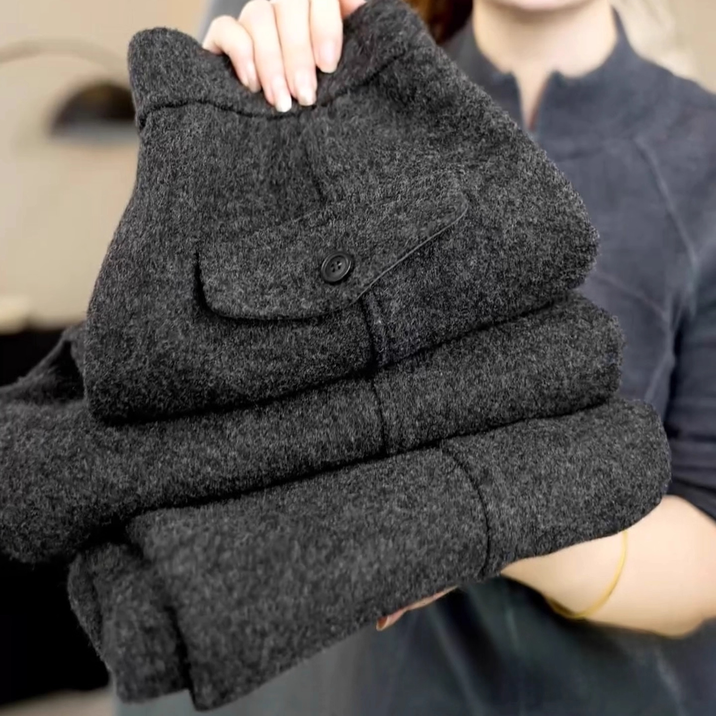 拉夏贝尔今年流行时髦弯刀裤女加绒加厚裤子2025秋冬季新款休闲裤