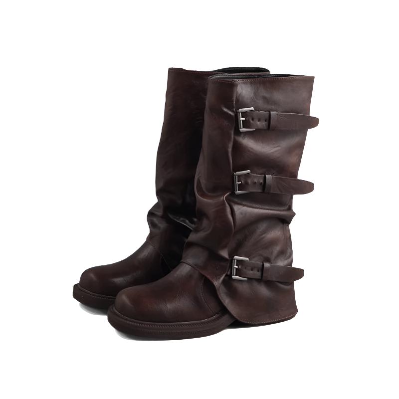 爆款骑士靴高筒长靴女2025新款秋季西部牛仔堆堆靴时装靴