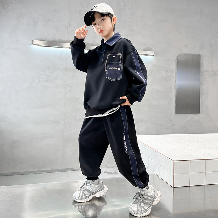 男童春秋款POLO衫套装2025新款春季卫衣中大童儿童男孩春装洋气潮