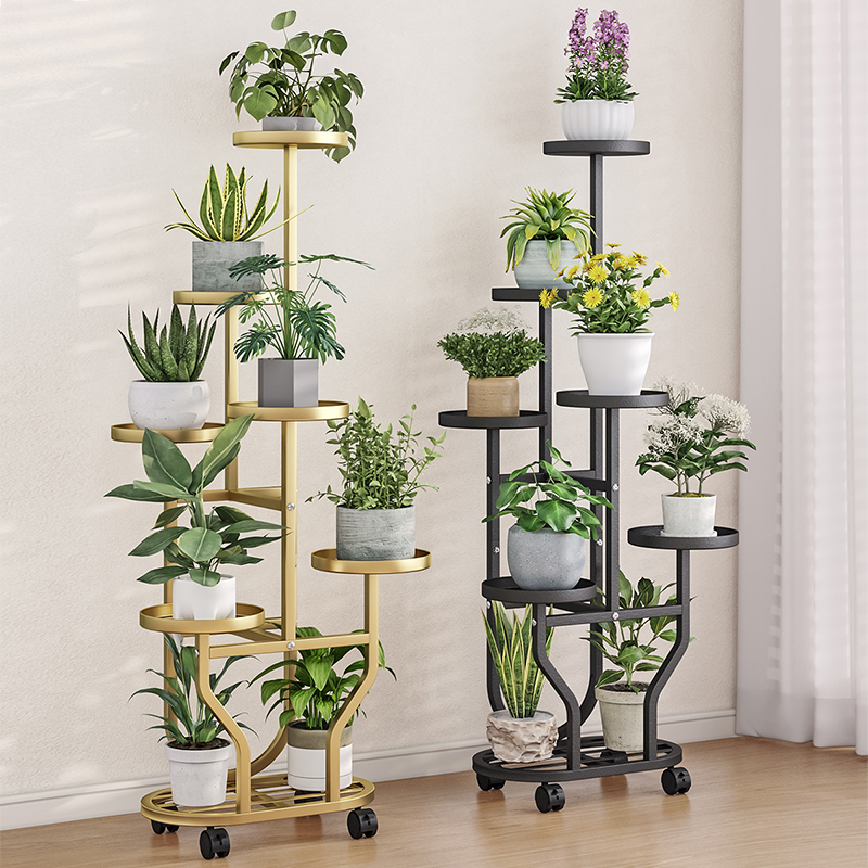 花架子可移动带轮落地式新款铁艺多层花架加厚阳台移动花架子室外