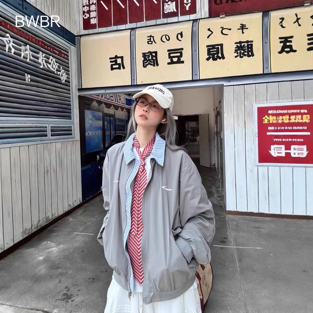 春秋假两件工装外套美式复古球服早春季宽松设计感飞行夹克棒球服