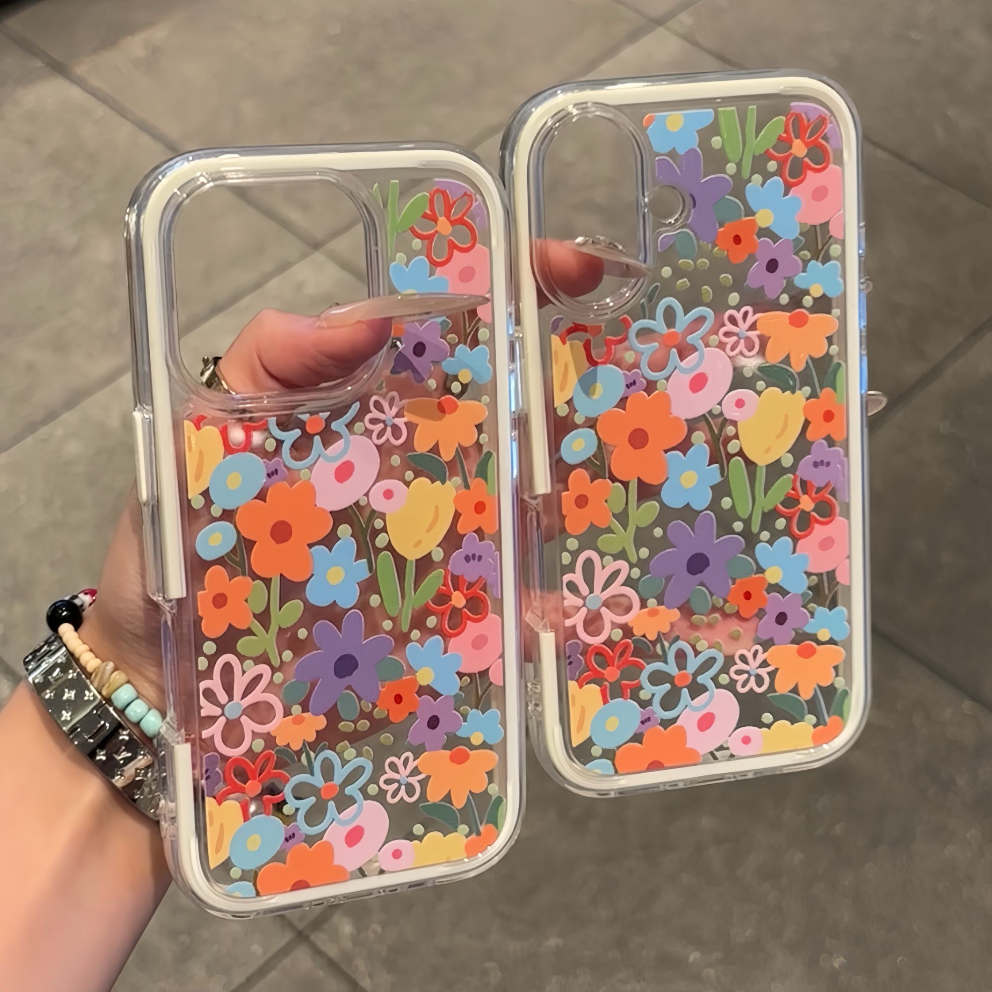 ins彩色花朵适用苹果16promax手机壳iPhone华为P70vivo小米15oppo