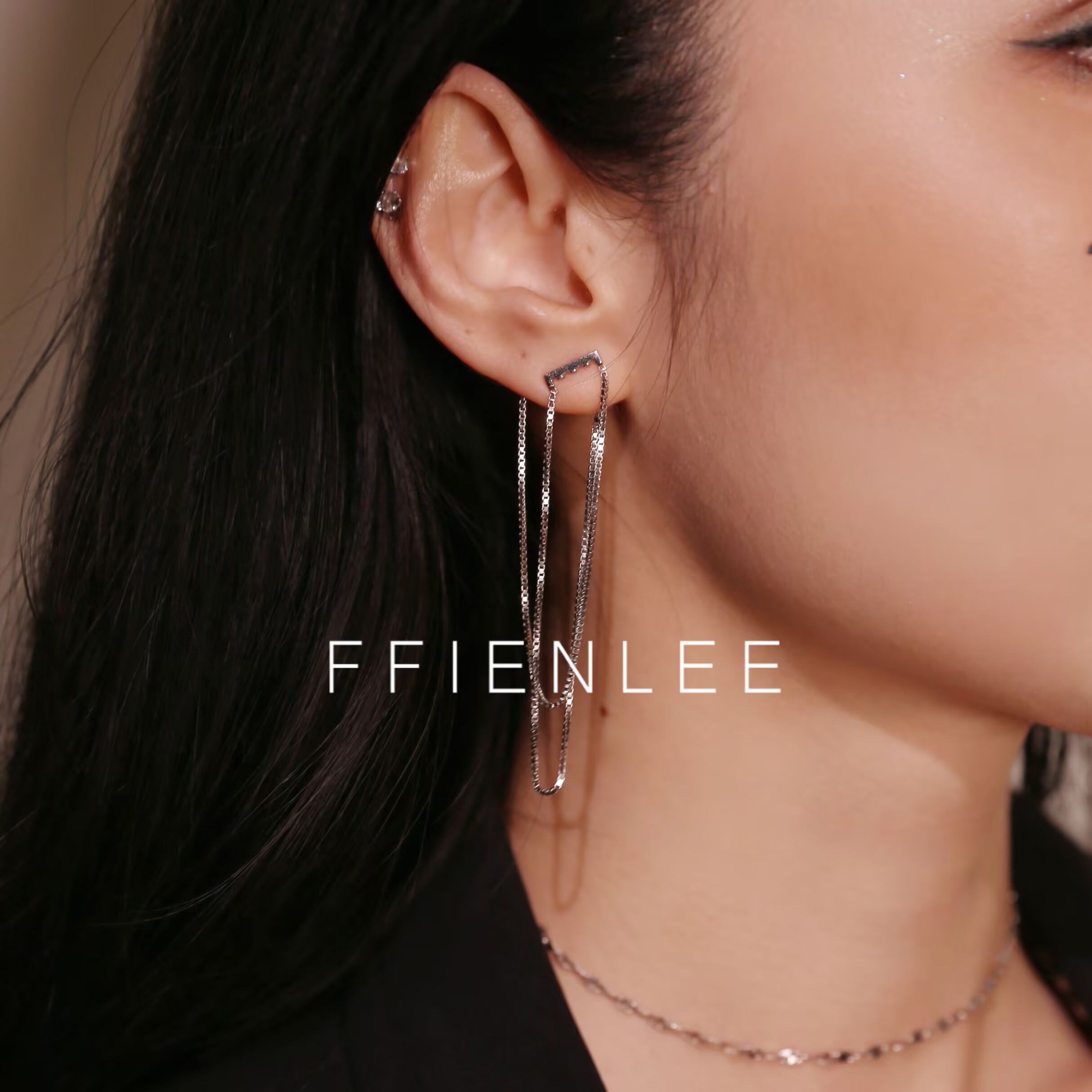 925银耳饰 <哈曼卡顿> 轻奢小众高级多层银链条耳环欧美时尚耳饰