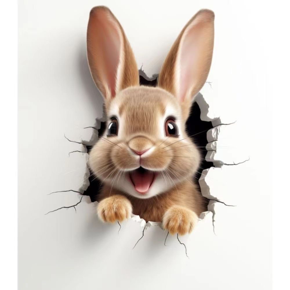 卡通3d立体搞笑动物组合贴画室内儿童房间客厅餐厅出租房车身防水