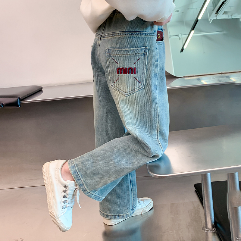 女童牛仔裤春秋2025新款时尚宽松阔腿裤中大童裤子洋气时髦女孩子