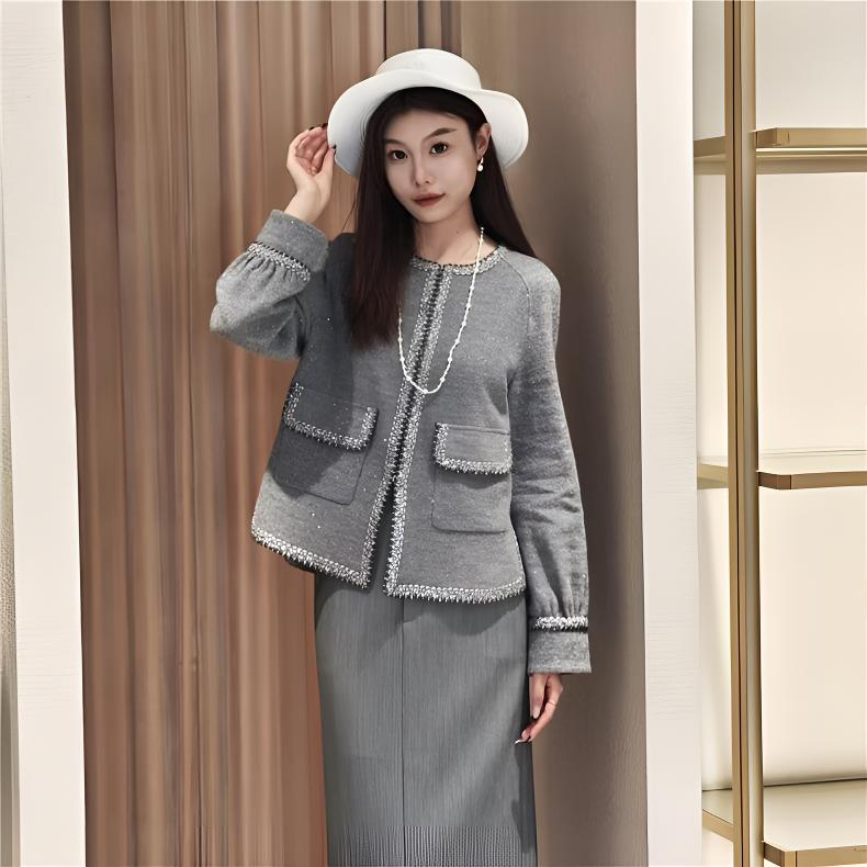 哥弟阿玛施正品专柜同款2025秋冬新款圆领短款小香风外套5400312