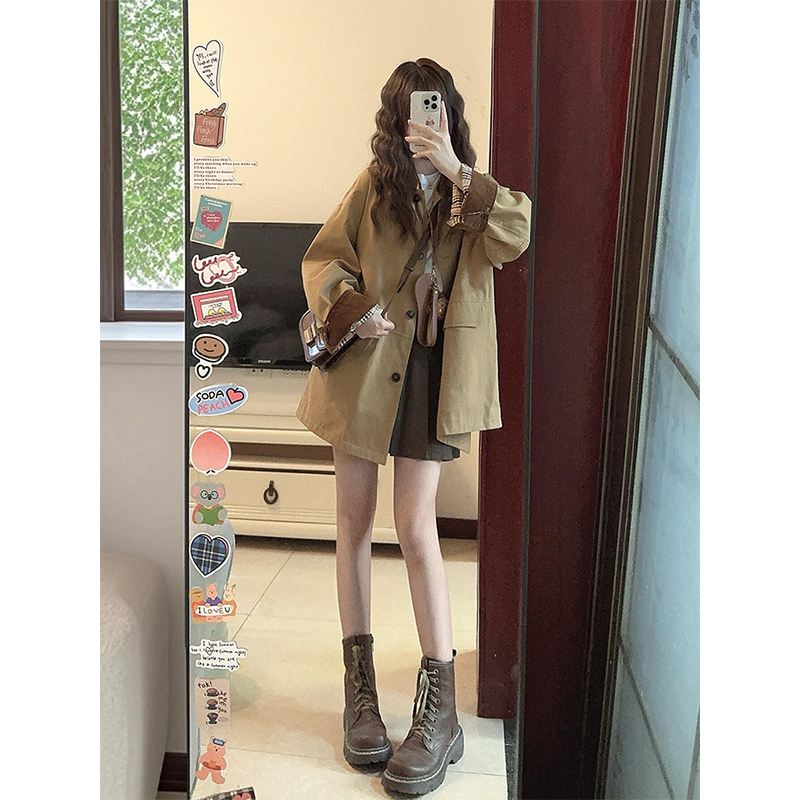 时尚日系百搭风衣外套女2025秋季新款韩系高级感英伦风中长款夹克