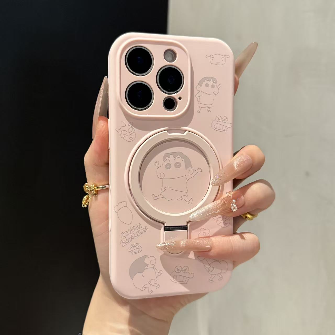 蜡笔小新液态磁吸支架适用苹果16手机壳iPhone15promax网红14全包