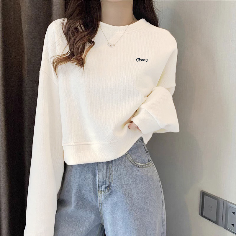 2024新款春秋卫衣女小个子胖MM设计感百搭宽松短款高腰小众显瘦