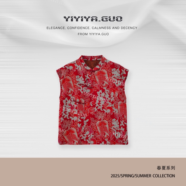 yiyiya.Guo艺艺吖【双鱼】新中式中国风盘扣提花盖袖上衣2172SS52