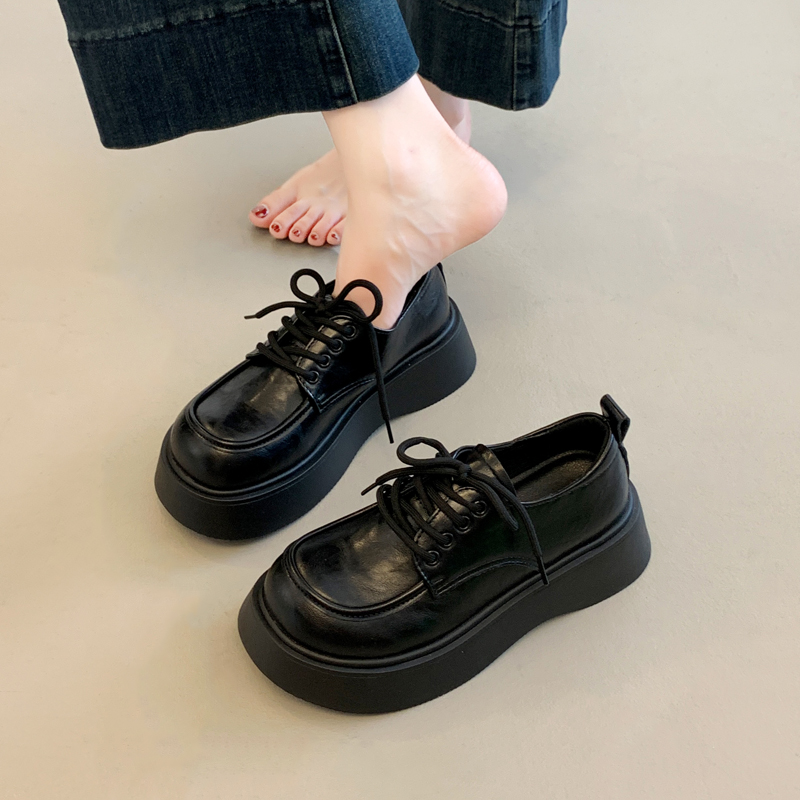 增高软皮乐福鞋女复古厚底夏季2025新款爆款单鞋春秋英伦风小皮鞋