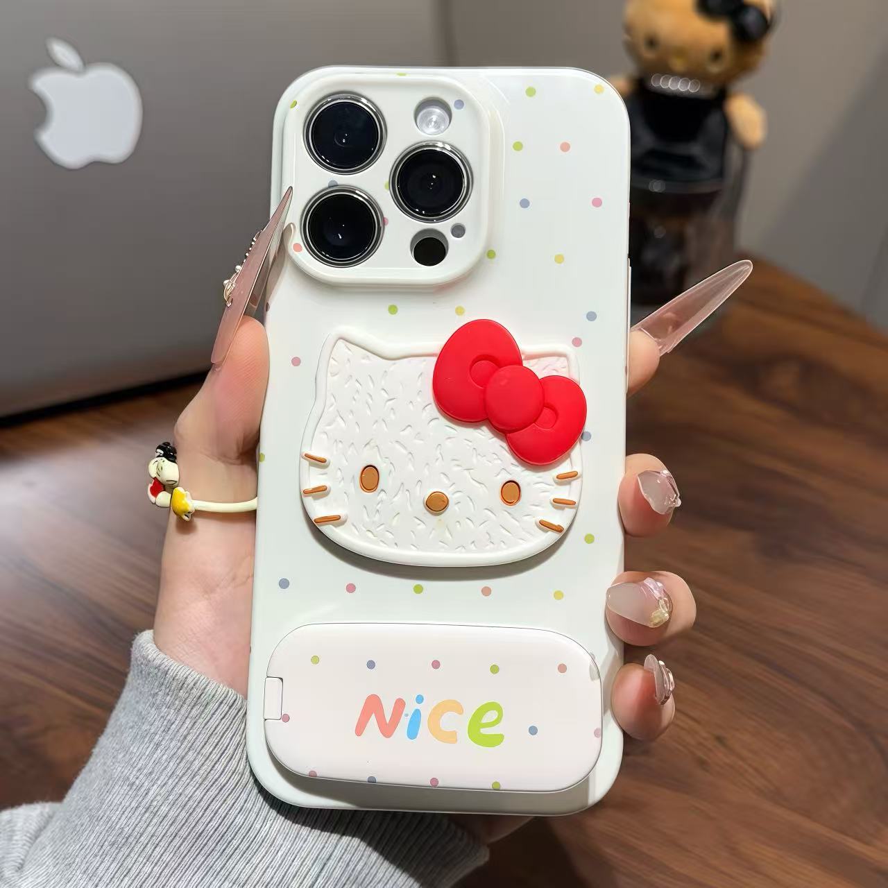 nice波点Kitty贴件支架适用iPhone17苹果16手机壳华为vivoppo小米