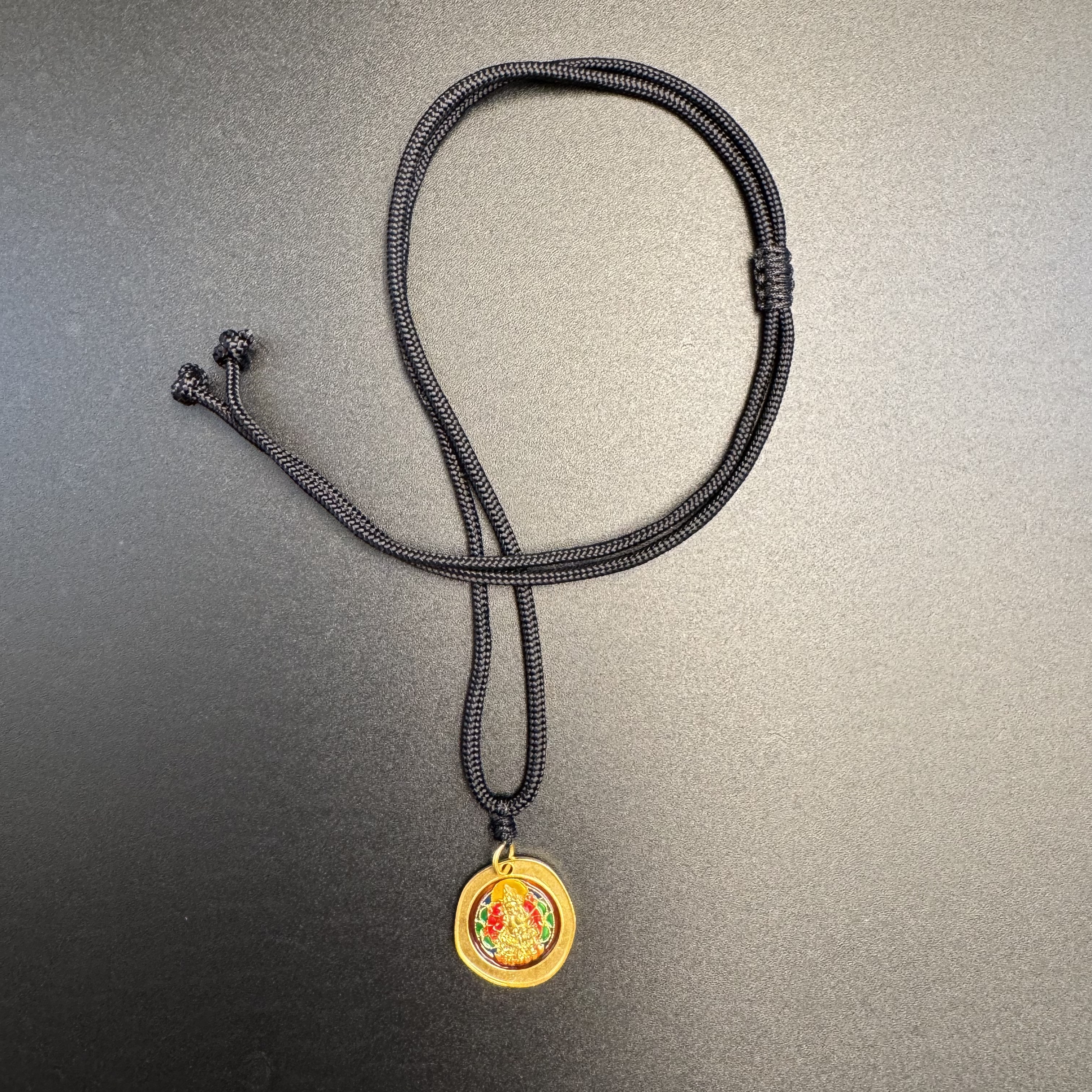 足金999黄金珐琅彩实心黄财神吊坠