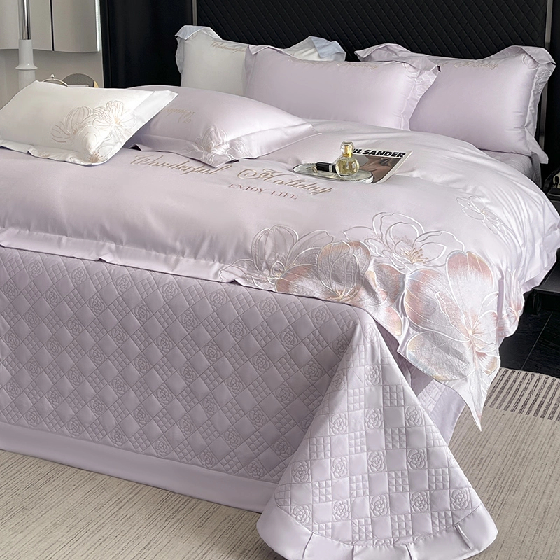 高端轻奢2025款A类母婴级长绒棉夹棉床盖四件套纯棉被套全棉床笠4