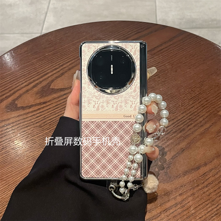 适用华为matex6/x5折叠屏典藏版手机壳小碎花链条铰链中轴保护壳