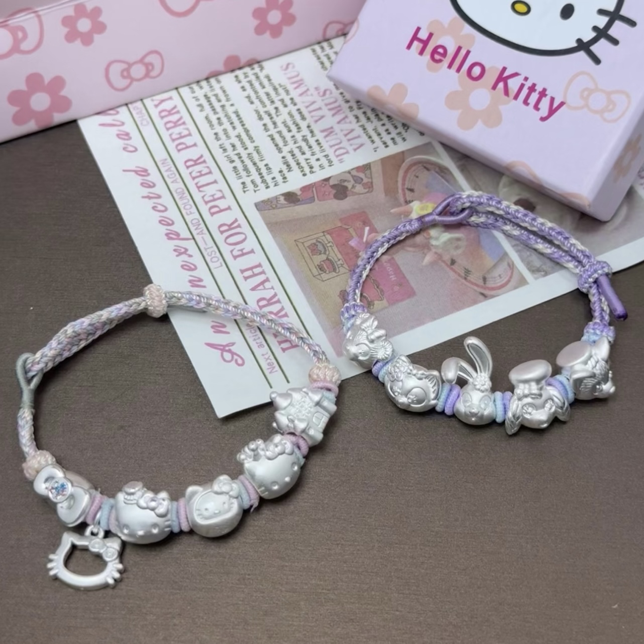 足银手链 小众闺蜜编织足银999helloKitty手绳可爱少女心甜美礼物