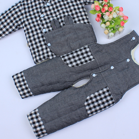 宝宝手工棉衣婴儿套装天然棉花拼接棉袄裤新生男女童厚款冬新款