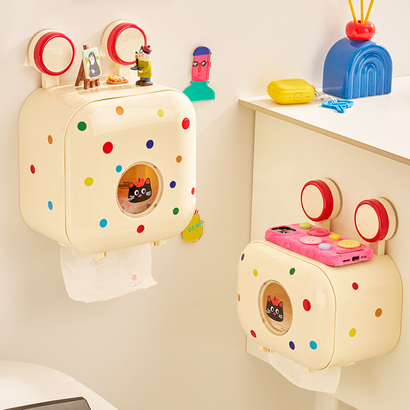 吸盘卫生间纸巾盒卷纸盒纸巾架壁挂免打孔厕所抽纸盒厕纸盒卷纸架