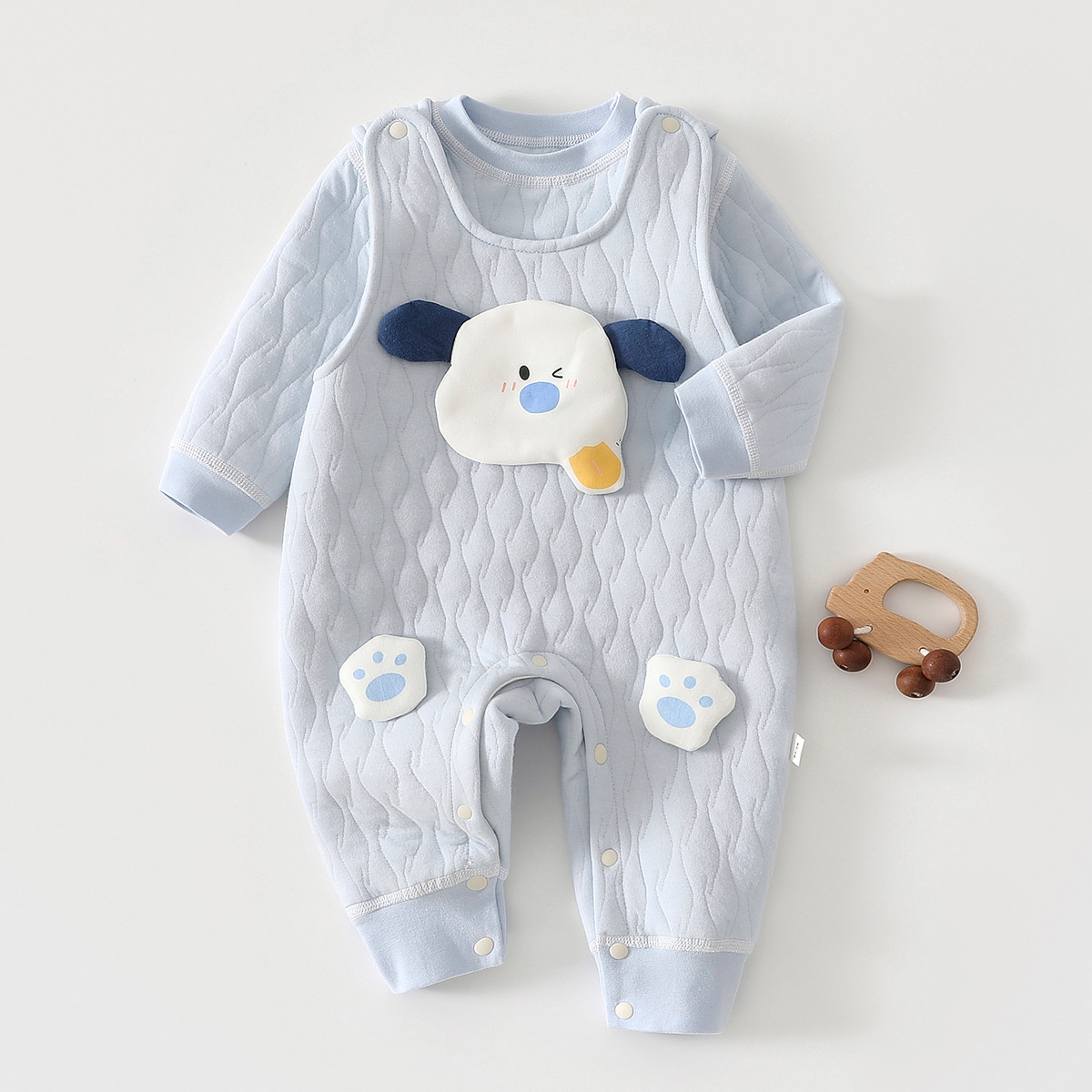 爱依服【断码】新生婴儿分体套装春秋季男女宝宝背带裤保暖衣服夹棉