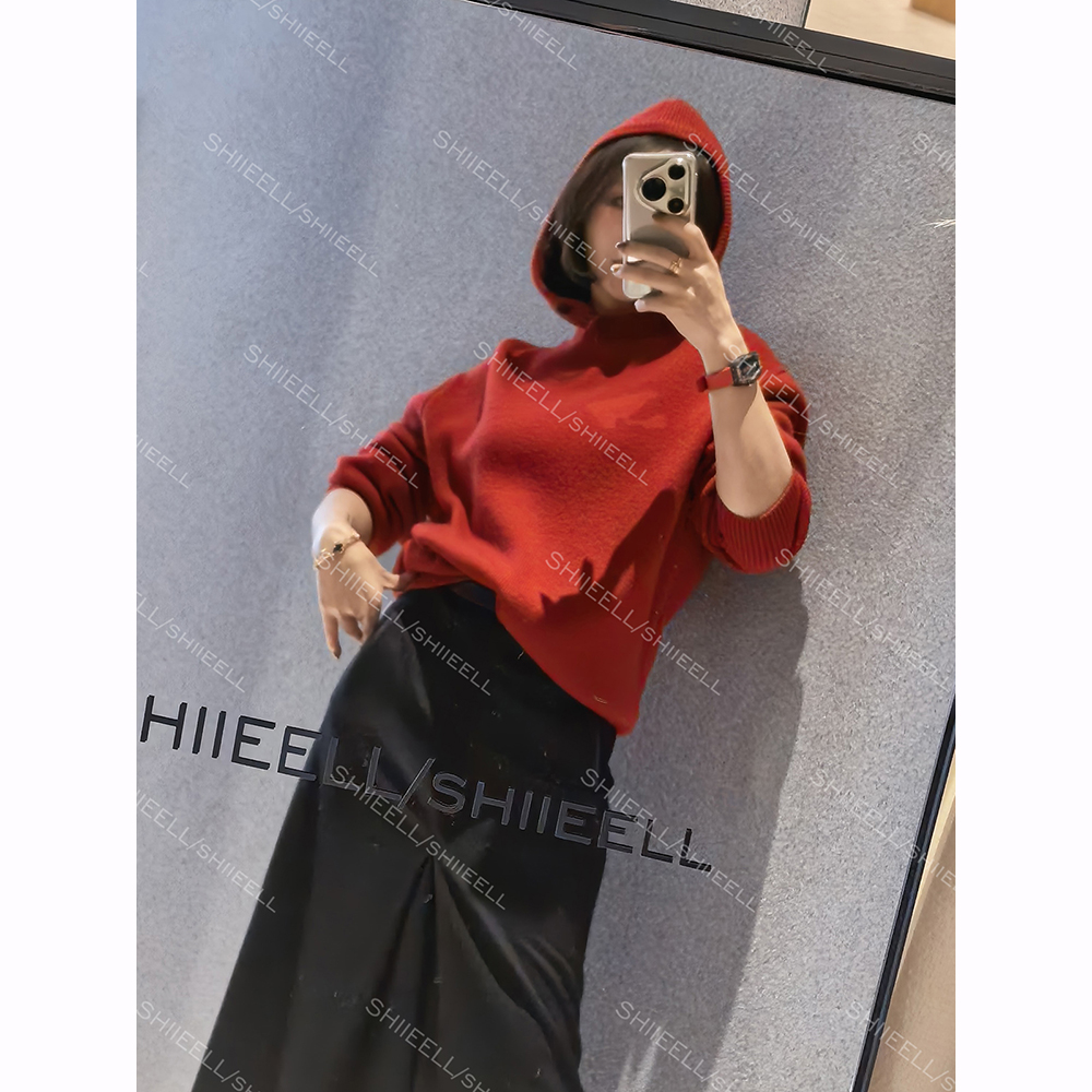 SHIIEELL【冬日暖炉】密织羊毛秋冬长袖连帽加厚保暖针织衫Z1708