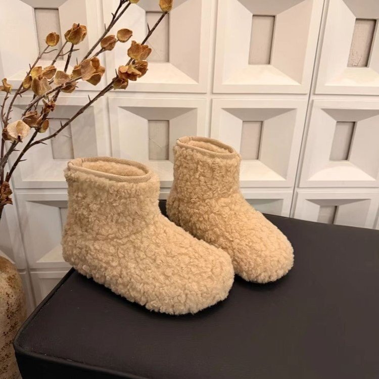 加绒加厚保暖雪地靴女2025年秋冬季新款丑萌短靴羊毛呢博肯棉靴子