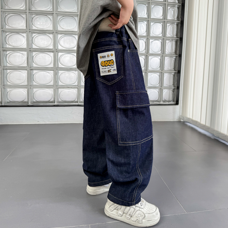 【2025秋款上新】男童牛仔裤儿童洋气宽松直筒裤子中大童春秋款长裤