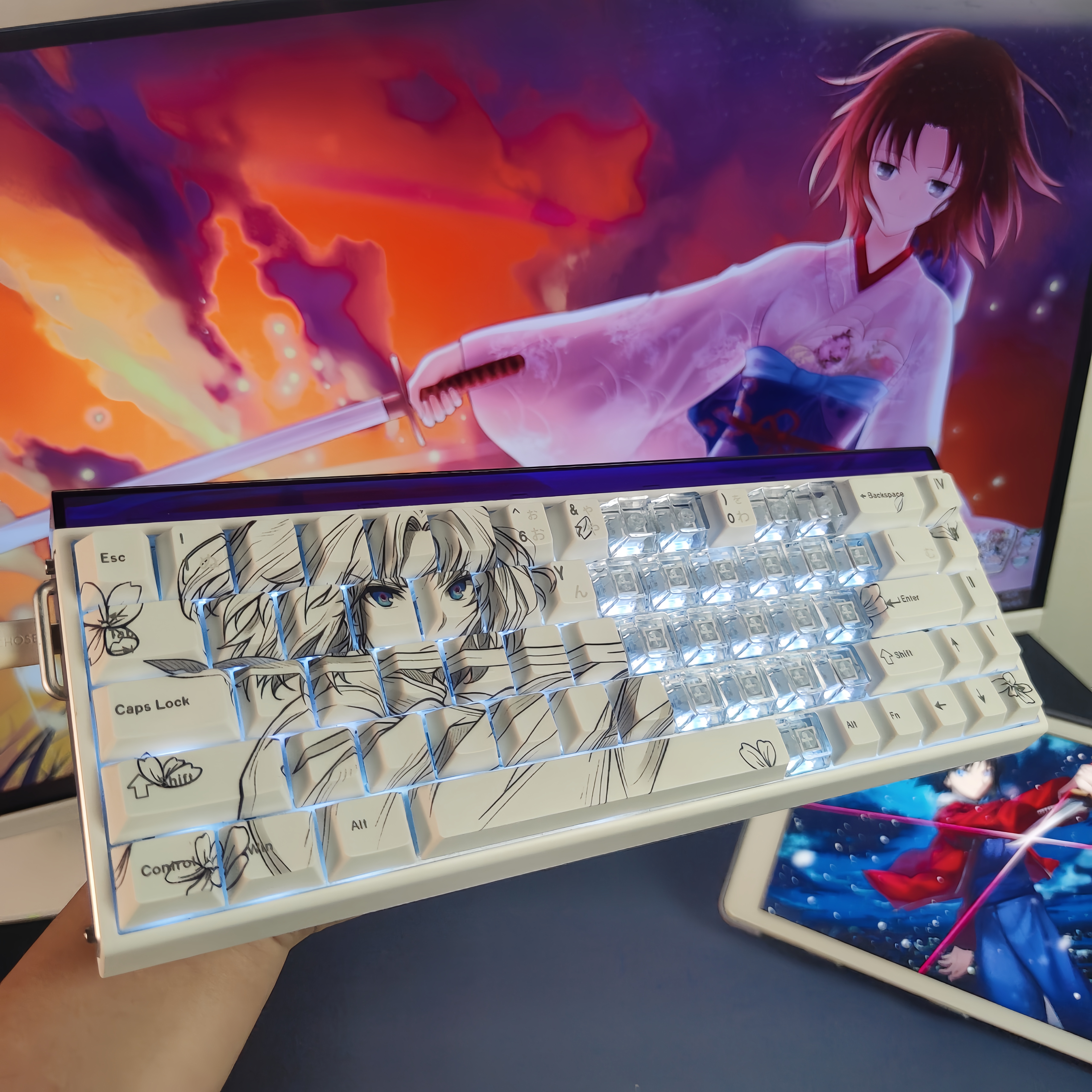 式2.0键帽线稿风原厂高度正刻透不光适配wooting made68 mad60