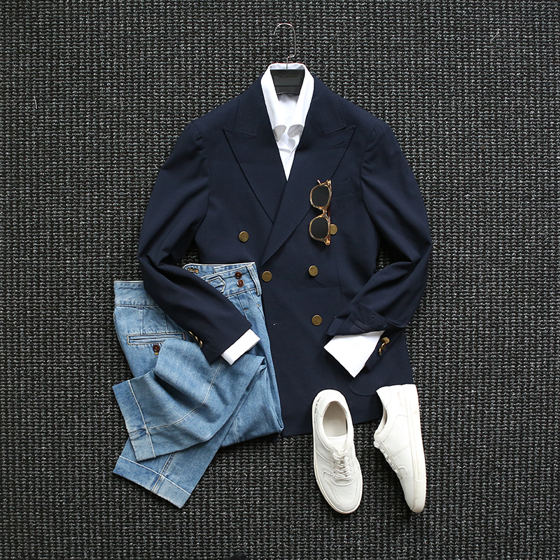 CssuGent高定那不勒斯布雷泽双排扣西服男春夏无结构商务休闲西装