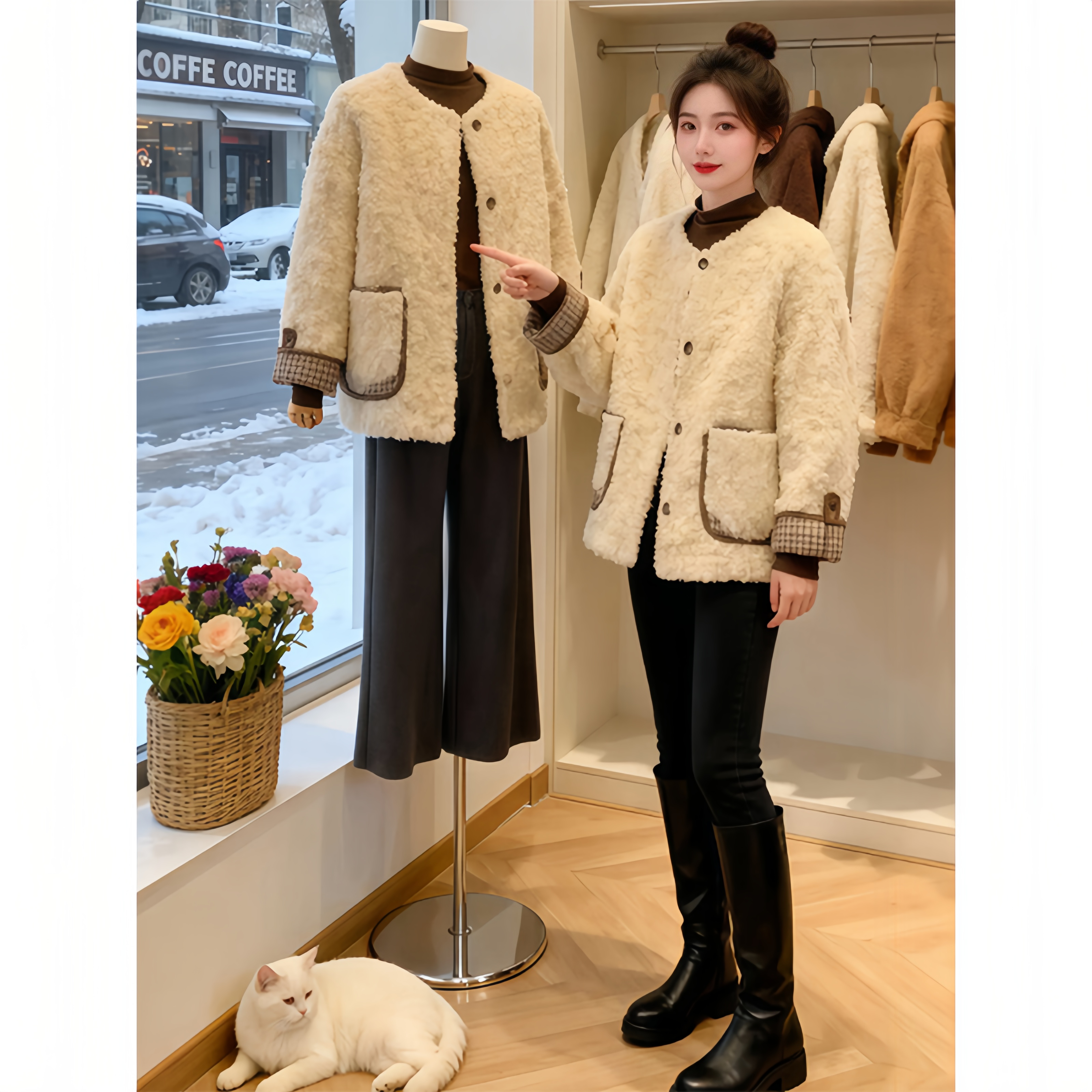 霖优【古灵精怪】炸街短款复古百搭加绒加厚外套女士冬季小香风爆款