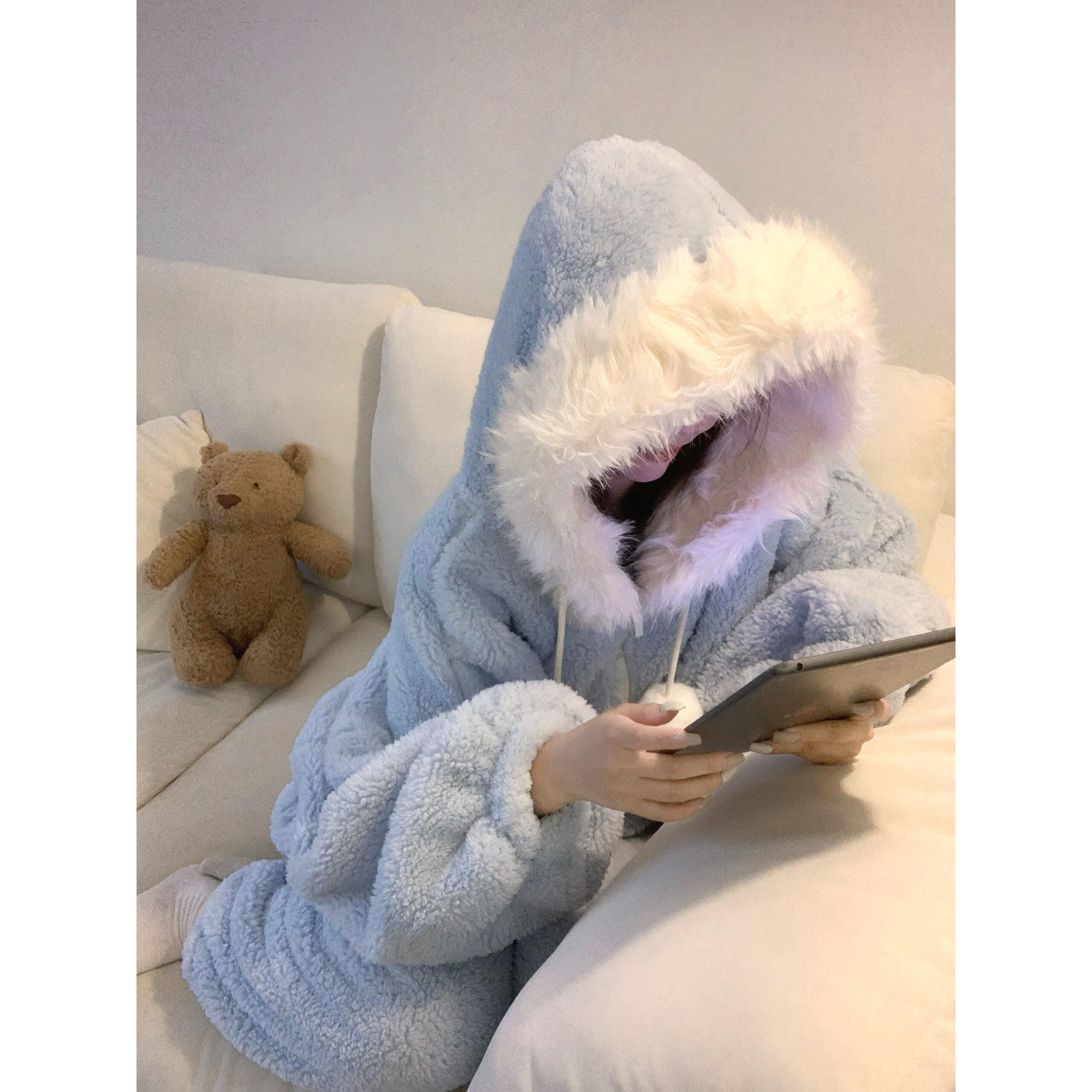 甜美少女软糯珊瑚绒睡衣女冬季大码加绒加厚保暖可外穿家居服套装