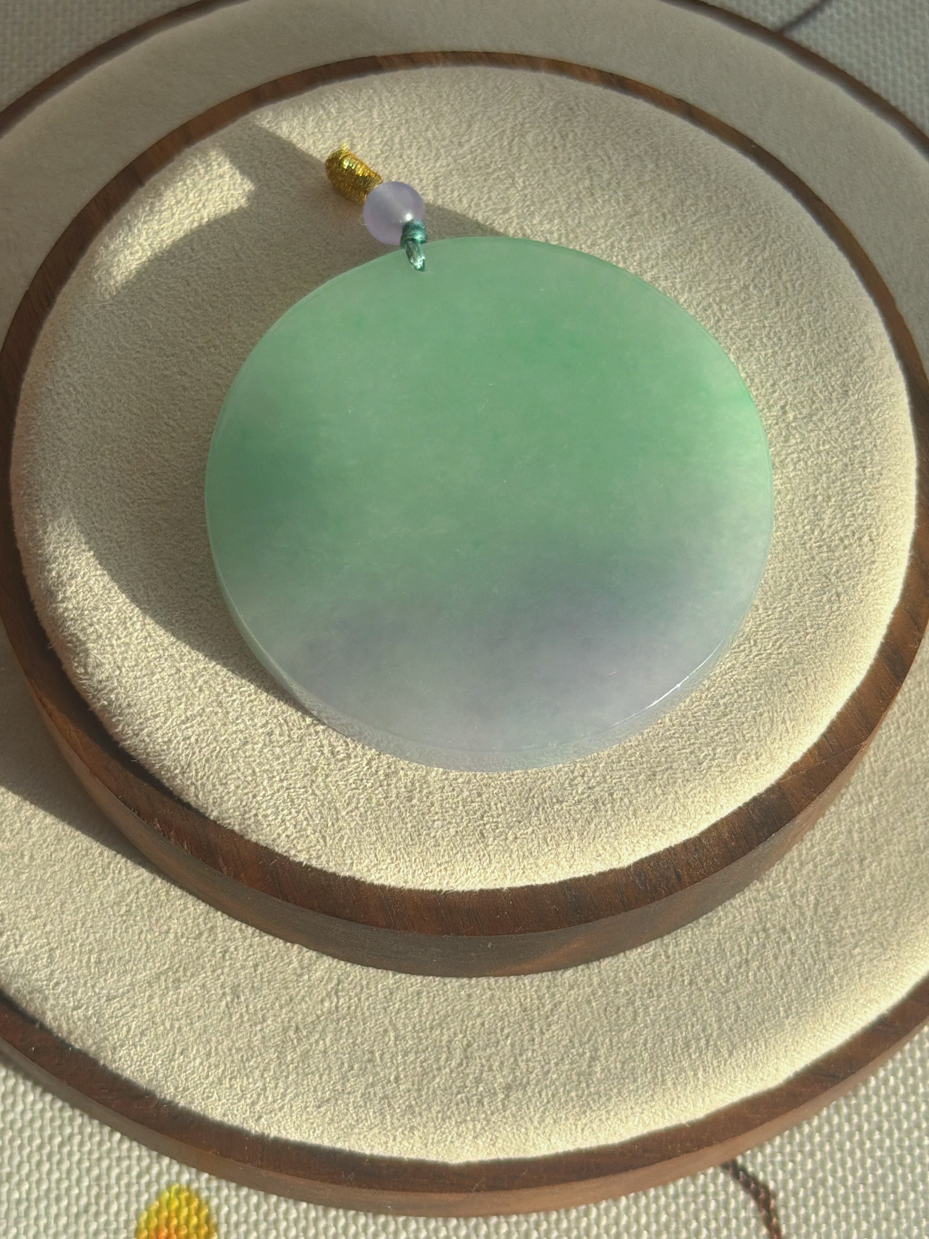 天然A货翡翠春带彩平安无事牌大尺寸镯心复古妈妈男女同款冰透