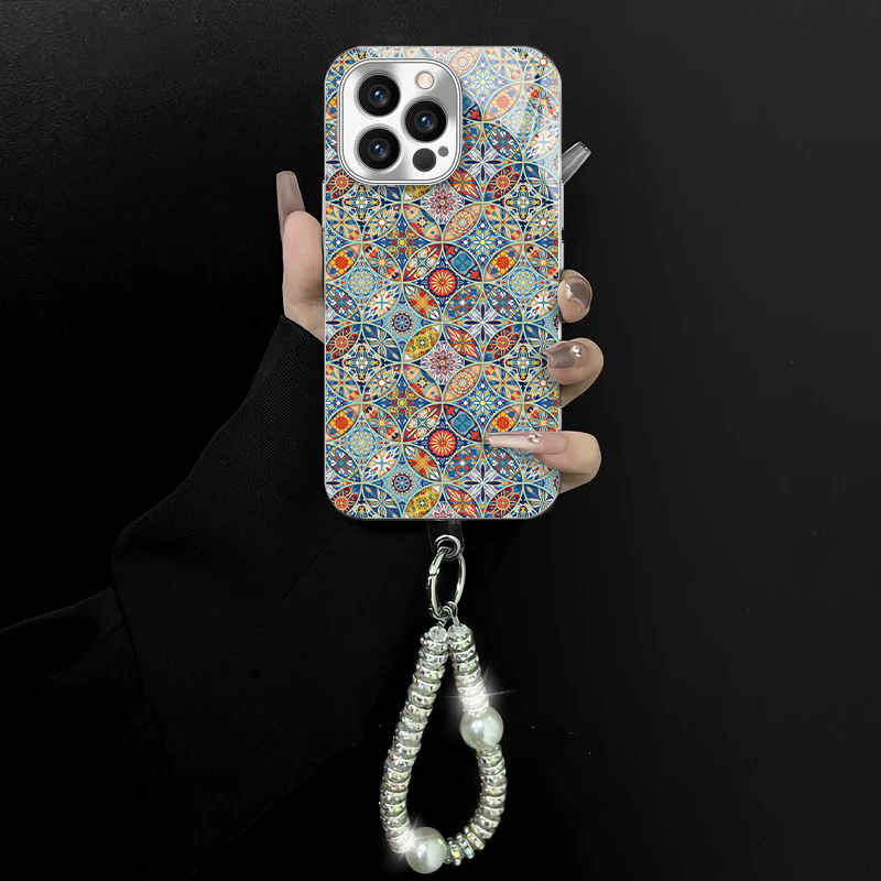 适用于苹果/oppo/华为/vivo/小米曼陀罗花电镀玻璃手链防摔手机壳