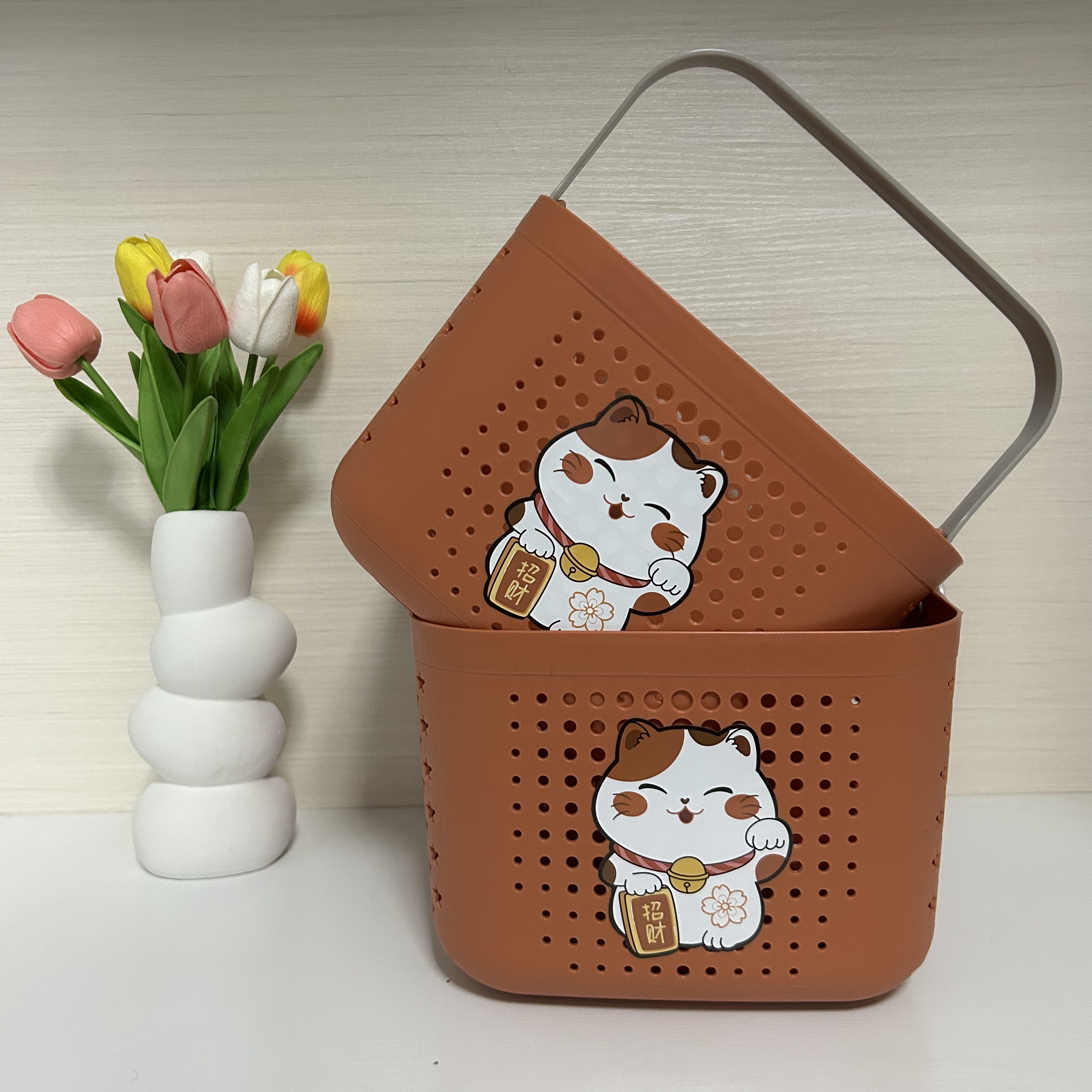 【拍一发二】招财猫家用洗澡篮多功能收纳筐整理洗漱用品杂物水果筐