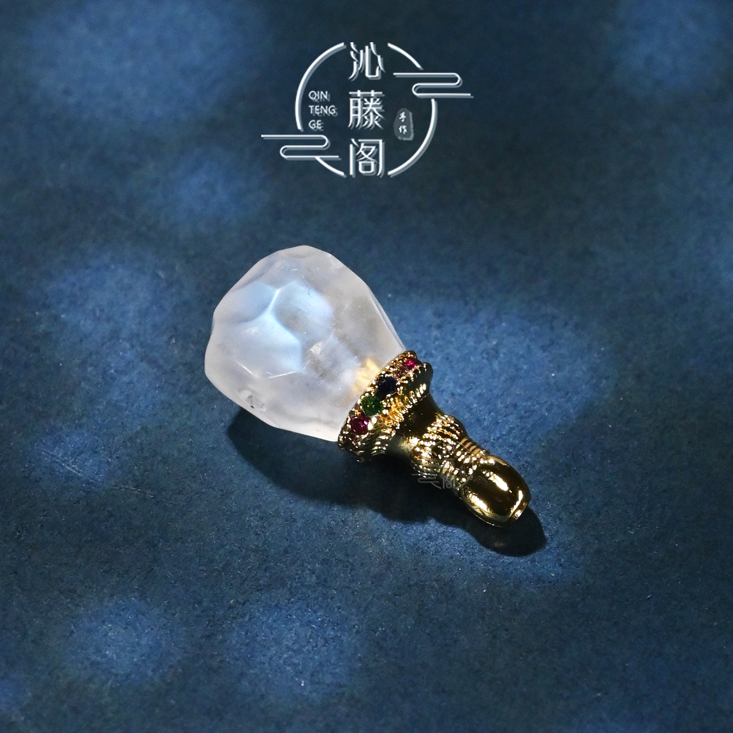 8MM蓝月光石分体式三通文玩配珠猴头金刚手串手持DIY配饰佛头佛塔