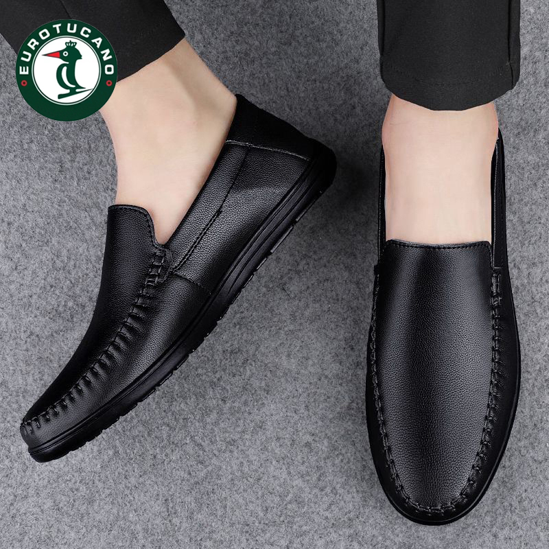 2025春季新款皮鞋男商务正装皮鞋韩版休闲百搭一脚蹬爸爸鞋潮流