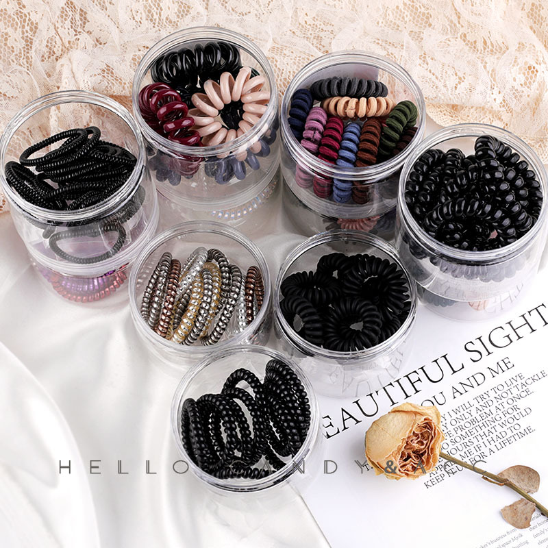 气质头饰头绳电话线黑色发绳高弹力扎头发女皮套无痕皮筋简约发圈