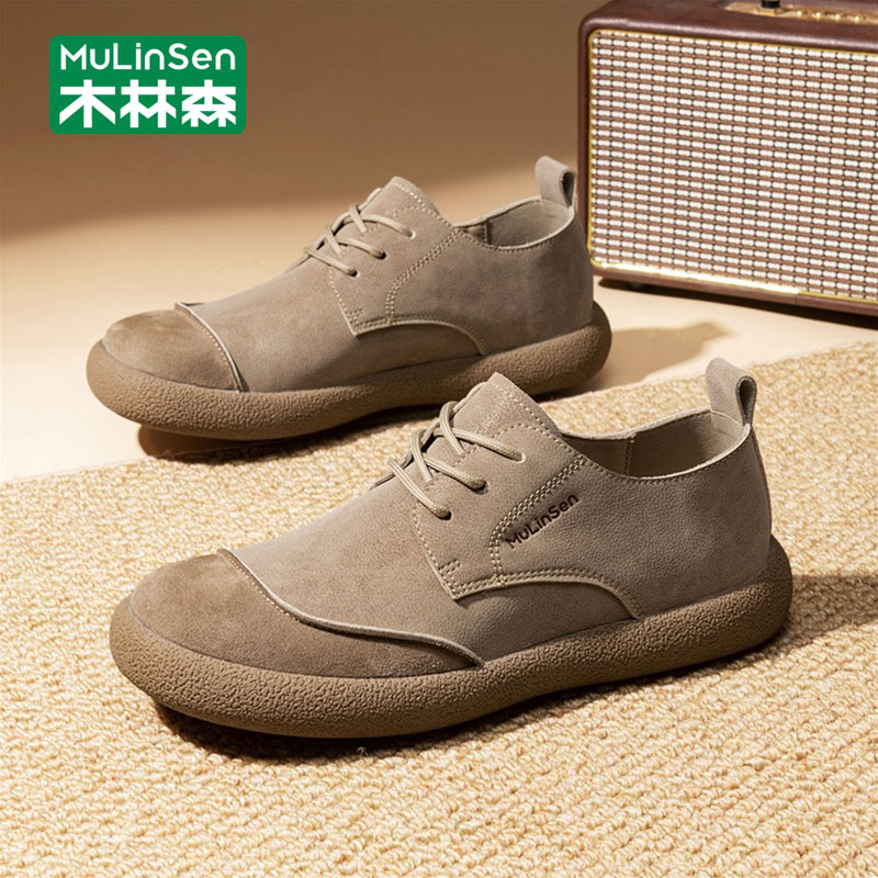 木林森男鞋2025冬季新款真皮英伦风皮鞋男舒适软底工作休闲工作鞋