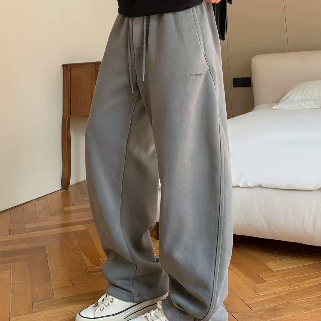 冬季新款男士高品质直筒休闲裤加绒加厚