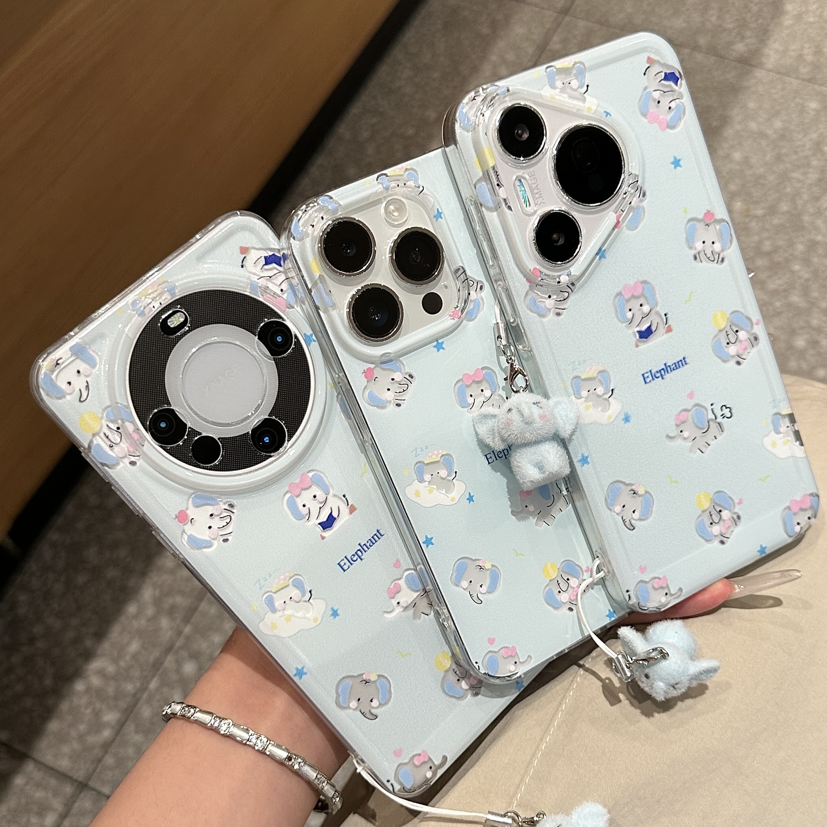 奶呼呼可爱镂空小象适用苹果16手机壳华为P70软vivo小米15oppo套