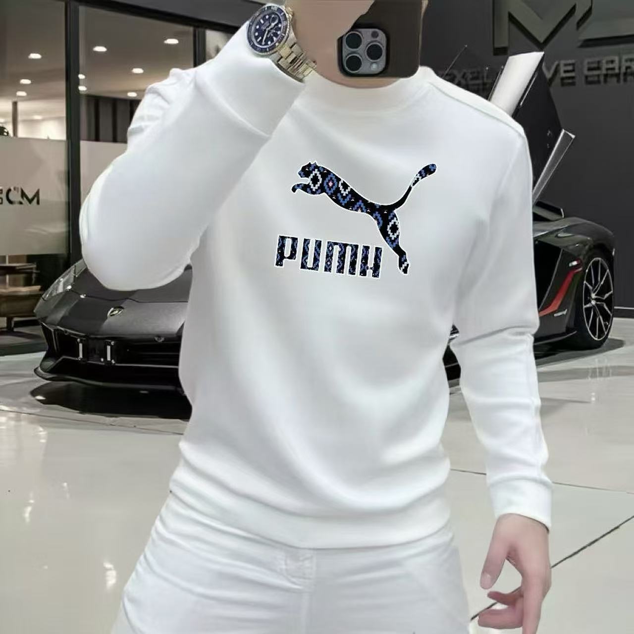 秋冬新款休闲卫衣男士长袖印花圆领潮流套头时尚百搭上衣