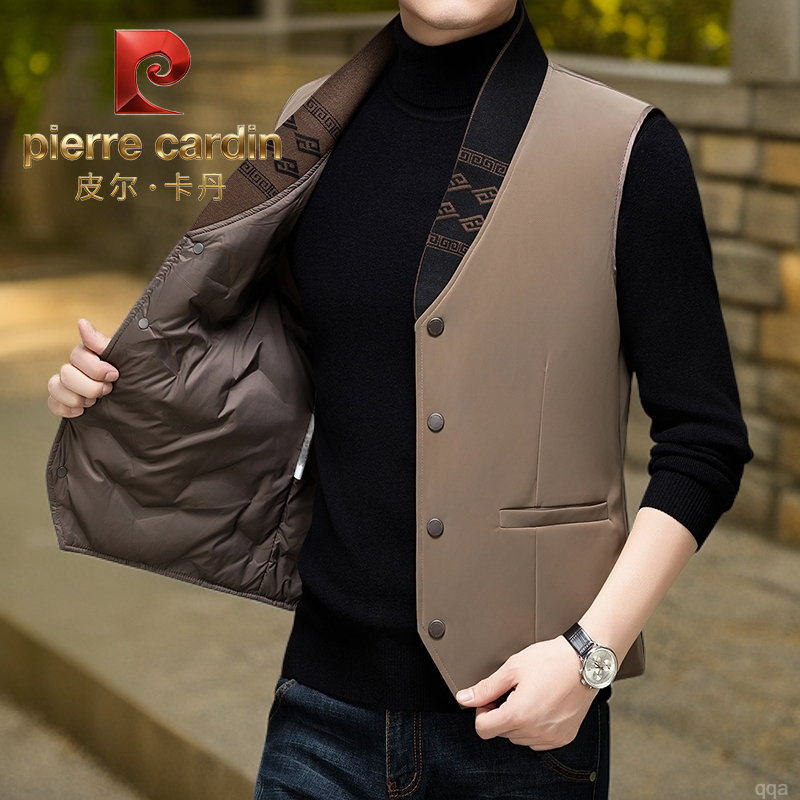 皮尔卡丹【90%白鹅绒】男士秋冬季马甲中老年爸爸背心舒适保暖上衣