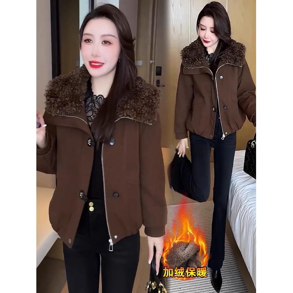 《姚家优麦汇》Y7393冬款立领拉链翻领保暖外套百搭休闲韩系上衣女