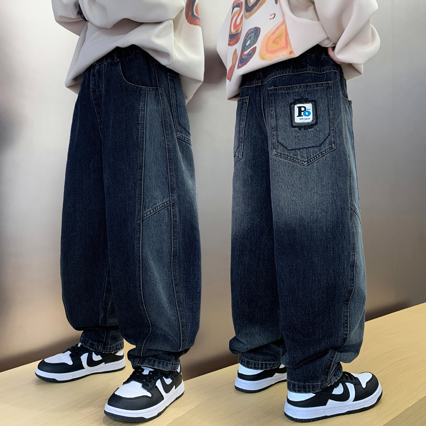 男童裤子春秋中大童休闲裤2025新款男孩儿童秋季炸街牛仔长裤秋装