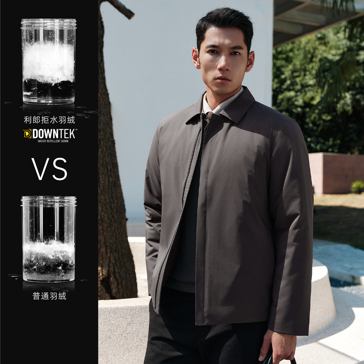 【可机洗拒水羽绒】利郎商务男士通勤翻领冬季男款立裁夹克型羽绒服