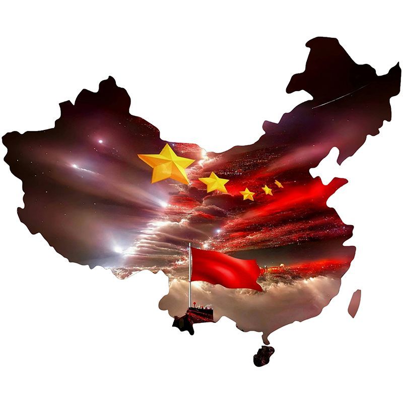 爆款中国风地图贴画防水不留胶电动汽车车贴后挡风贴纸国风墙贴纸