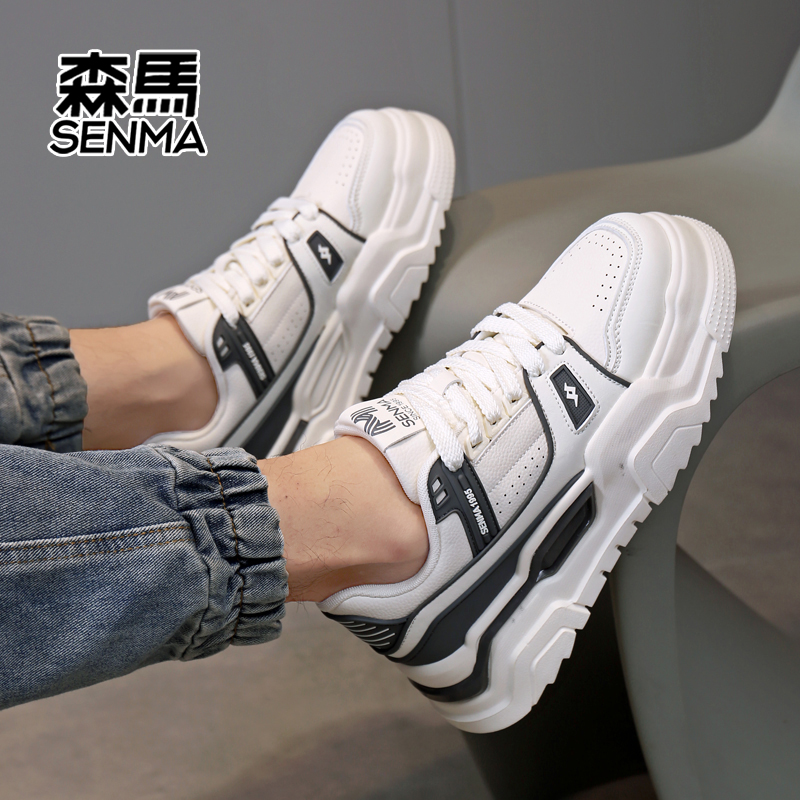 森马爆款潮流白时尚百搭增高男士板鞋潮款男鞋舒适软底鞋子男款