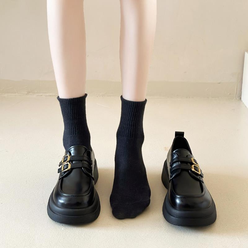 复古英伦风小皮鞋女春季新款玛丽珍学生韩版百搭黑色厚底乐福鞋女